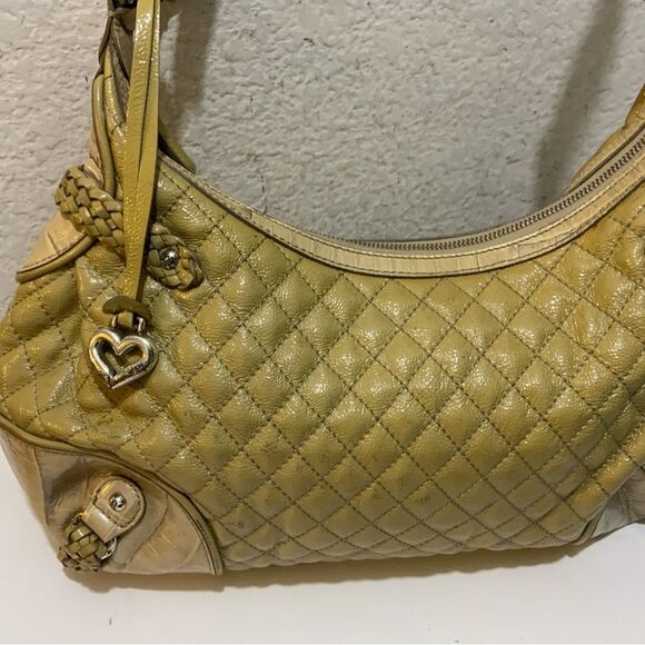 BRIGHTON  STOCKADE Quilted  Patent Leather Satchel HandBag shoulder bag - Picture 6 of 15